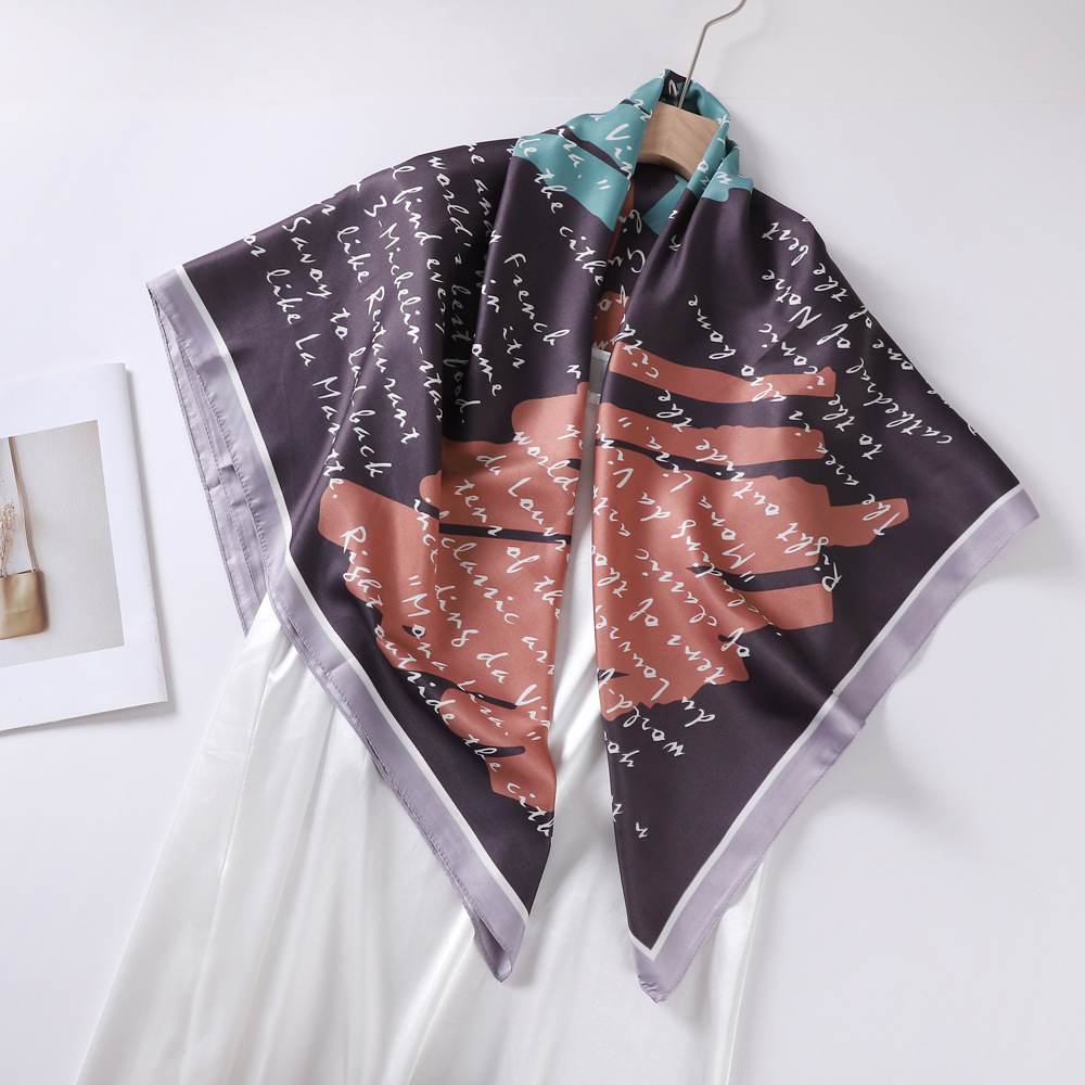 Spring New English Letter Printing 110 Square Scarf Women's Korean-Style Elegant Warm Velvet Multi-Functional Scarf Scarf