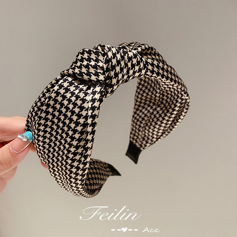 High-Grade Houndstooth Hairpin Headband Hairband with Wide Edge Summer Thin Internet Celebrity 2021 Temperament Hairband Broken Hair Headband