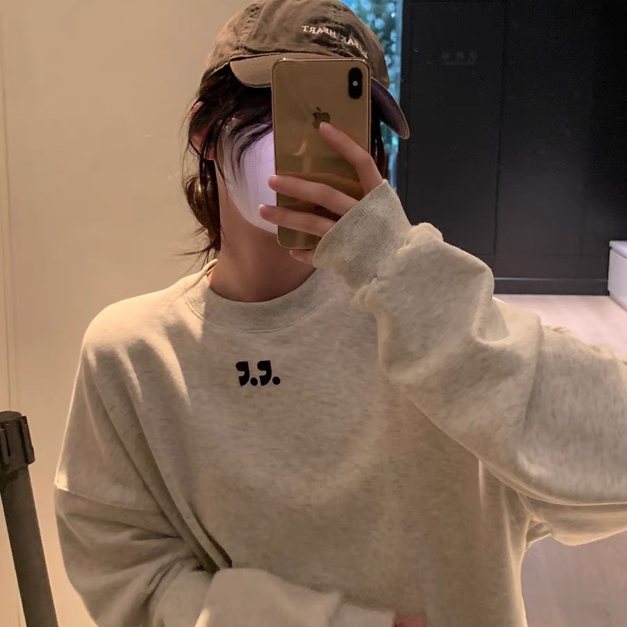 现货 韩国代购金智妮jennie同款24年春季简约字母百搭休闲卫衣