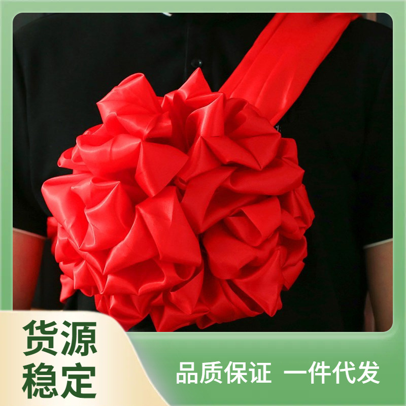 ce2q批发大红花球结婚用红花胸前大红花中式礼品新郎婚庆表彰胸花