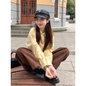 秋装搭配一整套时尚马甲衬衫奶系韩剧穿搭三件套秋季新款女装套装
