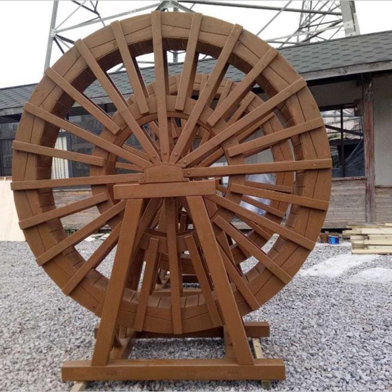 制作假山木质鱼池水车小型水循环鱼塘庭院生财招财家用喷泉农家乐