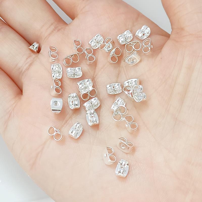 强保色铜镀银耳针塞方形耳塞耳堵耳夹diy手工耳饰品收尾材料配件