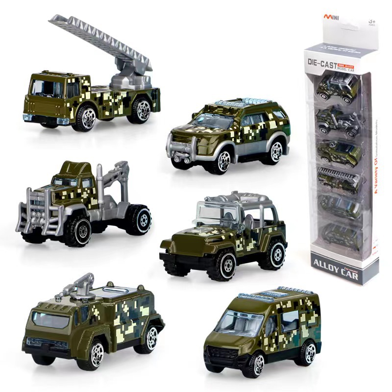 Cross-Border Sliding Metal Car Children's Toy Car Fire Fighting Military Police Suit 1:64 Wholesale Amazon