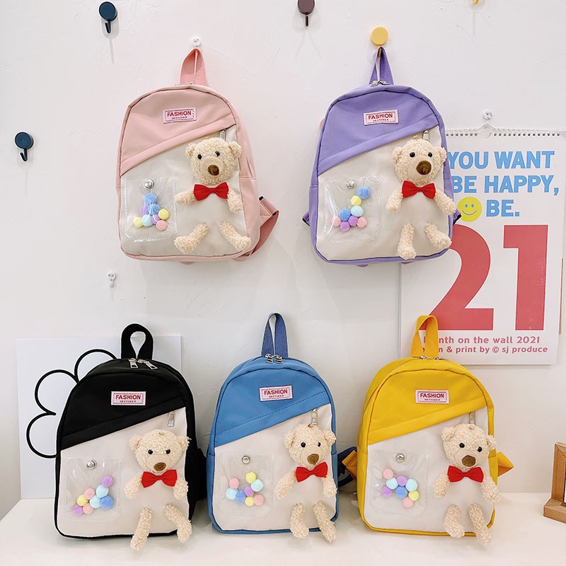 Children's Schoolbag 2023 Cute Boy Backpack Cute Bear Doll Girl 1-6 Years Old Lightweight Student Backpack