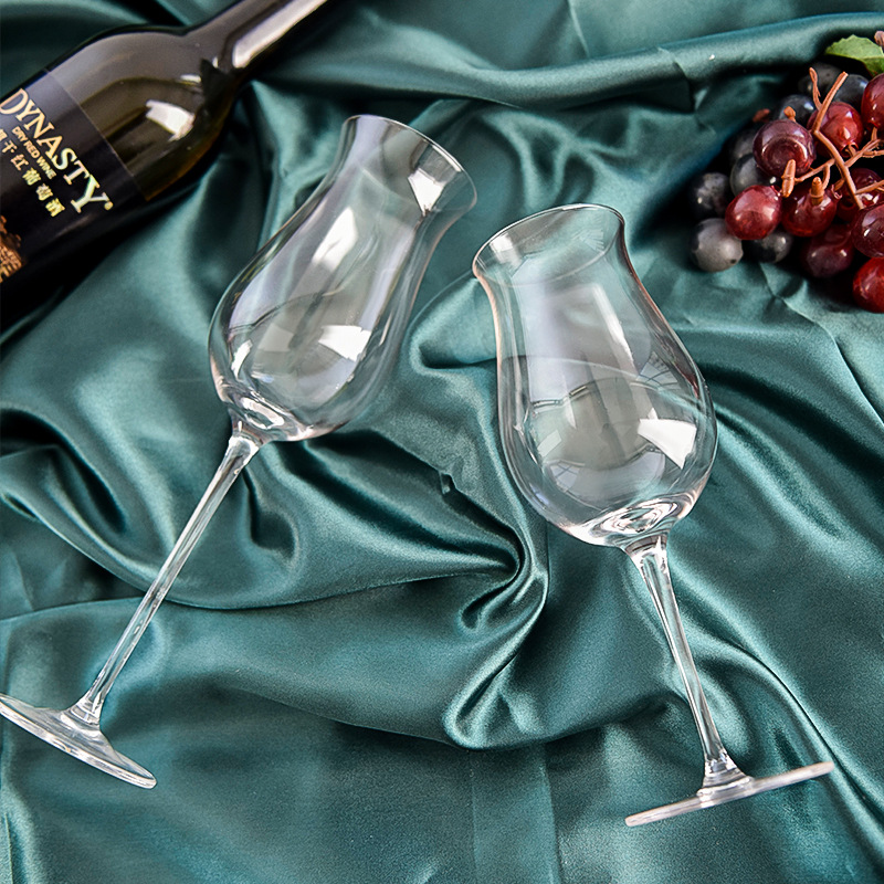 开口郁金香形酒杯透明薄白葡萄酒甜酒杯子高脚红酒杯礼品送礼套装