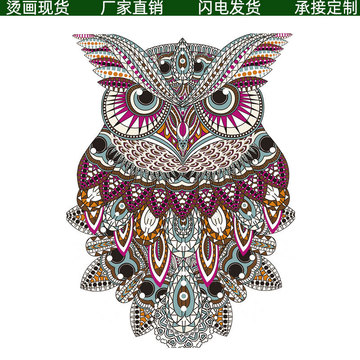 烫画贴 新款猫头鹰衣服印花图案贴 热转印柯式烫画高弹耐水洗烫图