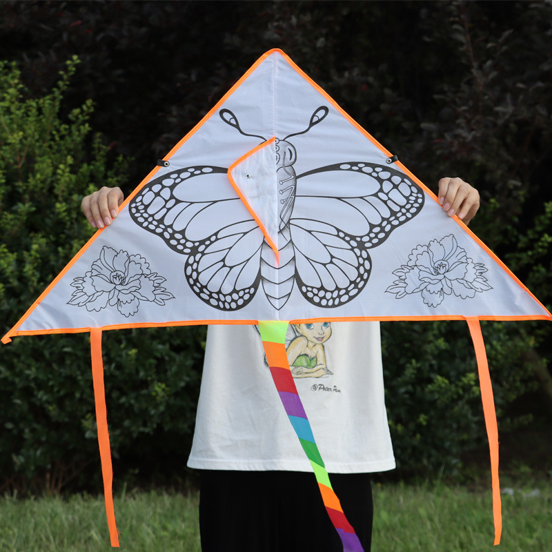 Wholesale Children's DIY Kite Handmade Painting Coloring Kite New Blank Graffiti Kite Material Package