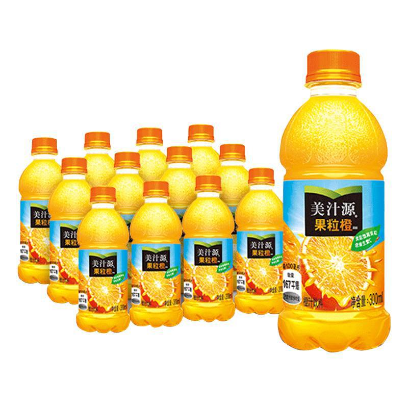 美汁源果粒橙整箱300ml*12瓶果味饮料迷你小瓶装果汁饮品可口可乐