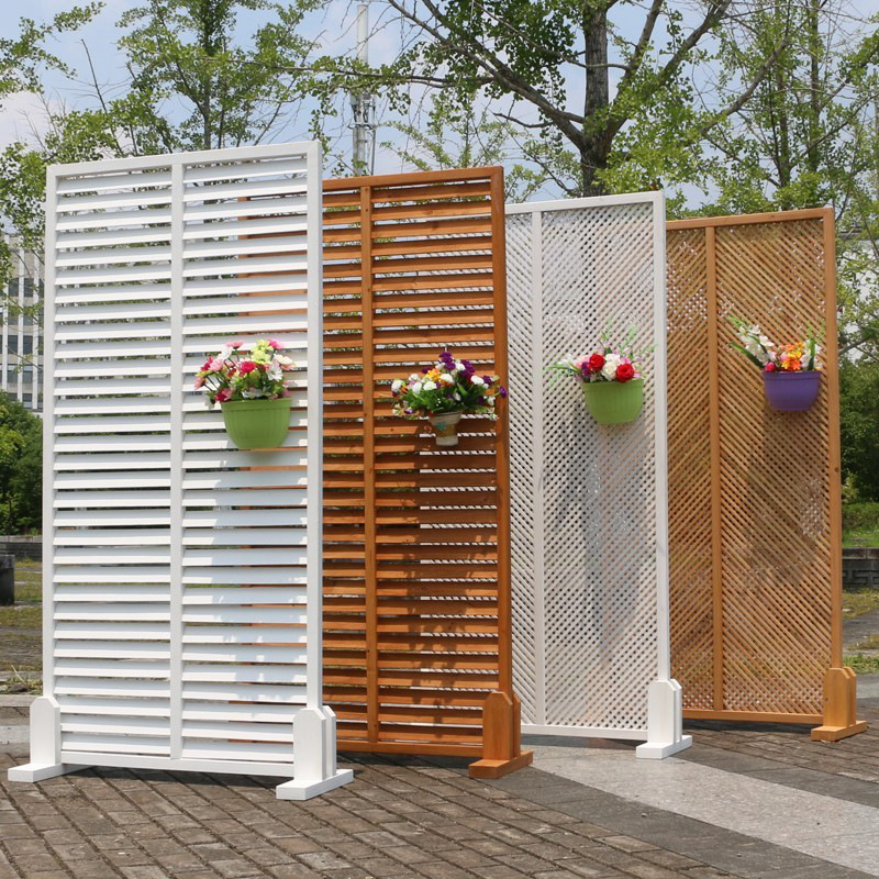 户外防腐木栅栏围墙护栏百叶室外屏风隔断装饰网格篱笆木围栏花架