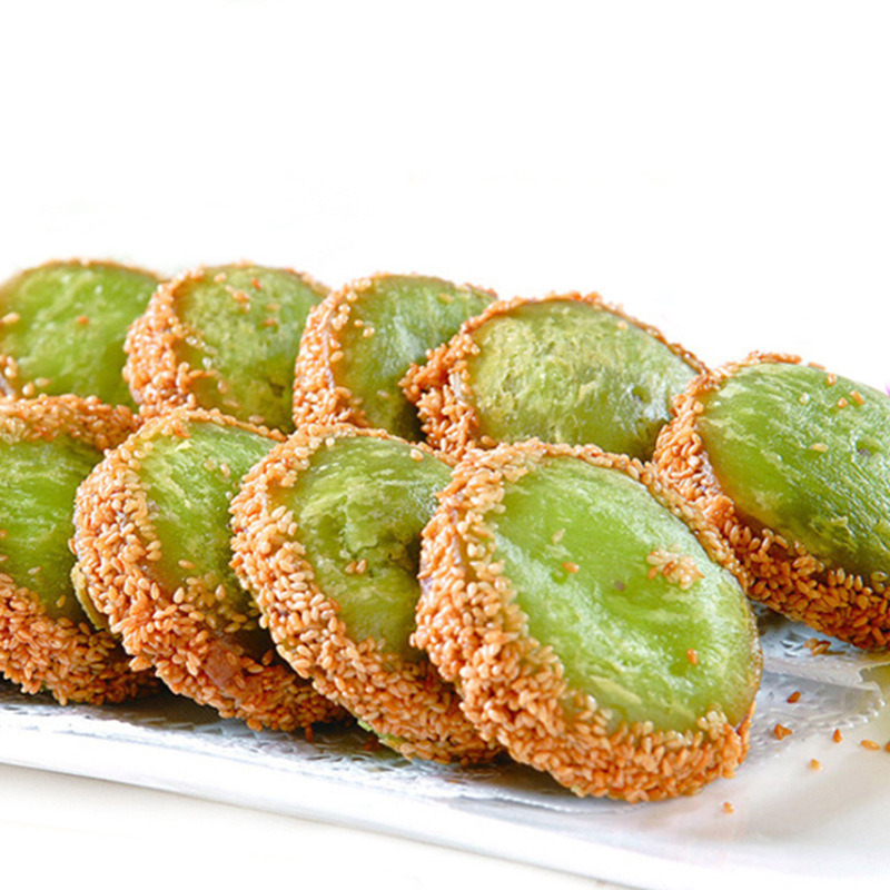 大笑绿茶佛饼脆皮绿茶芋泥饼香酥芝麻小吃绿茶糕896g约28g个