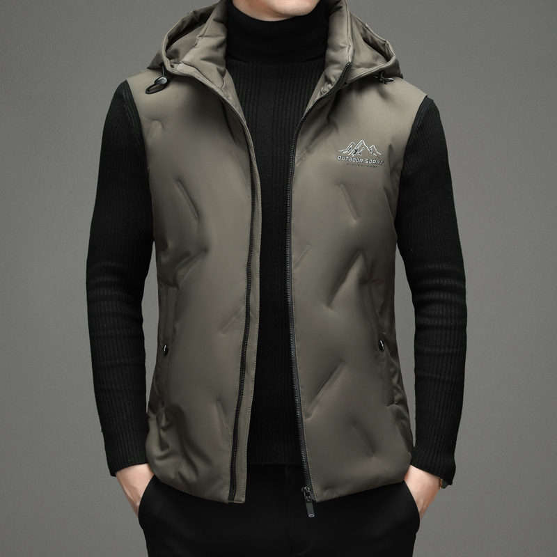 2022新款羽绒马甲男轻薄外穿秋冬季加厚连帽外套中年爸爸保暖背心