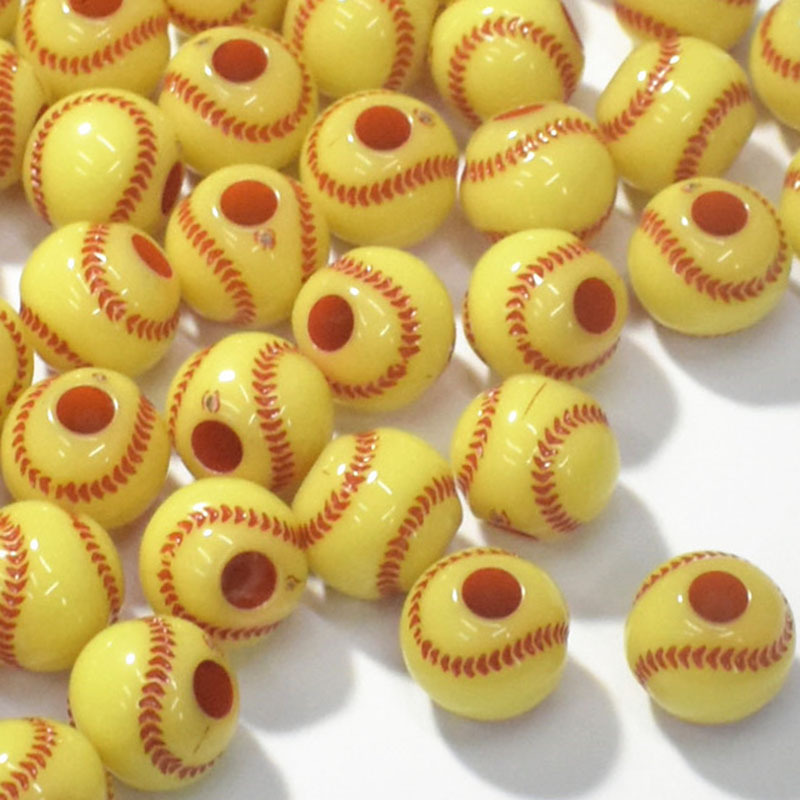 50 PCs Ornament Accessories Children's Handmade Bead Material Acrylic Baseball Basketball Football Tennis Scattered Beads Batch Boxed