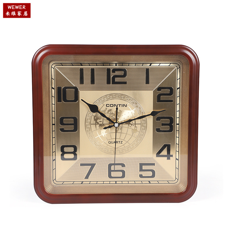 Kangtian Contin Wall Clock Square Chinese Home Office Simple Clear Quartz Clock in Stock Wholesale Foreign Trade