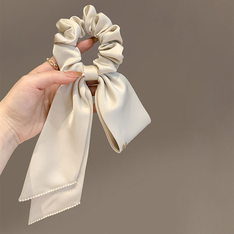 French Style Streamer Hair Tie Balls Hair Rope Princess Style High-Grade Satin Large Intestine Ring Bow Hair Accessories Hair Rope Headdress