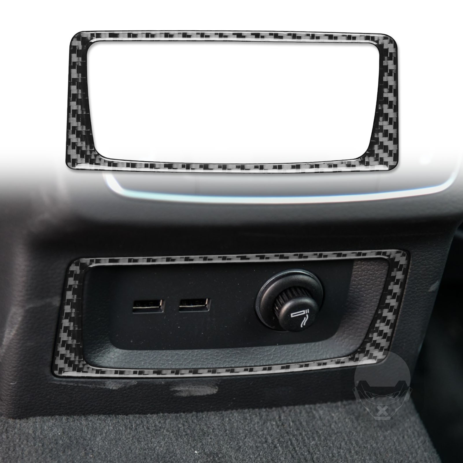 适用于新奥迪18-23款q5l碳纤维后排点烟器外框装饰贴内饰改装配件