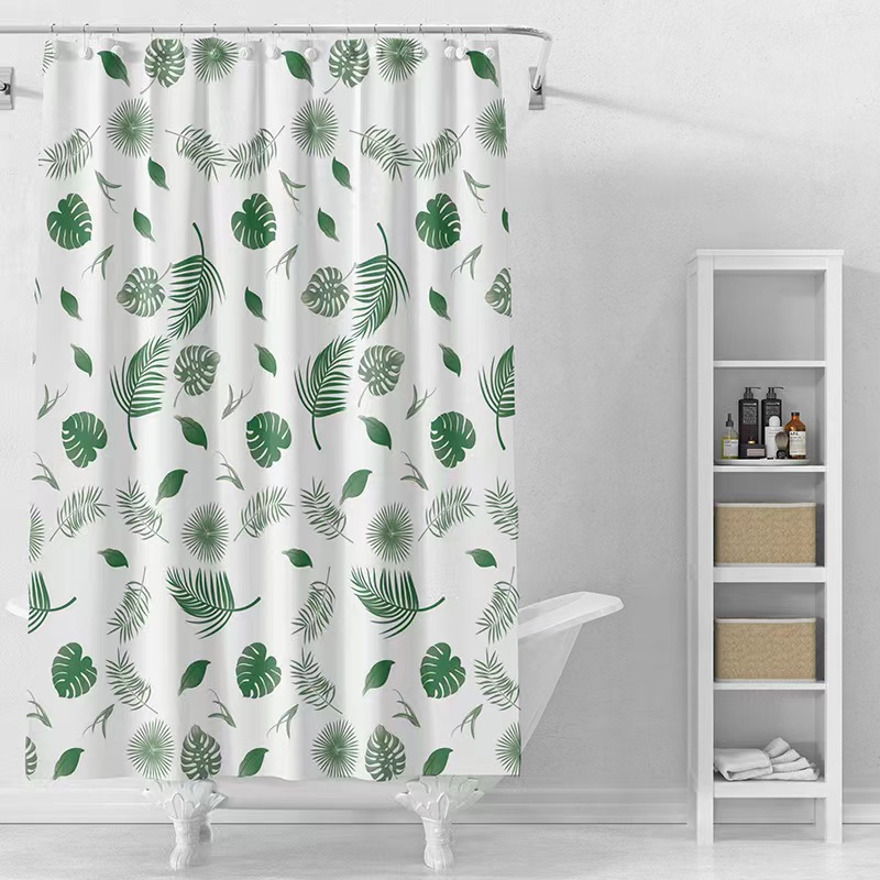 Cross-Border Hot Selling Flower Type One Piece Dropshipping PEVA Environmental Protection Shower Curtain Bathroom Structured Curtain Waterproof Curtain Free Shower Curtain Ring