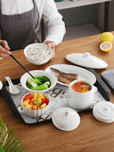1VPR陶瓷月子餐具套装碗盘 产妇专用带盖环保卫生月子餐 一人份炖