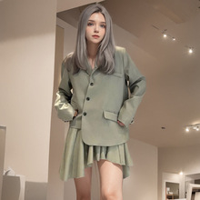 时尚套装女春秋新款设计感小众西装外套不规则半身裙两件套高级感