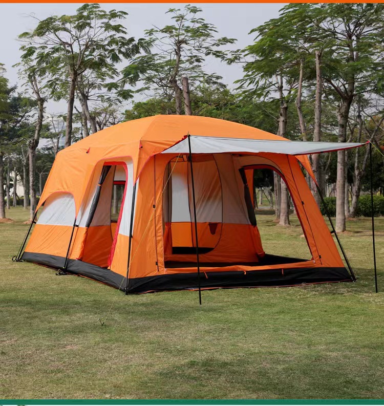 Spring Outing Tent Canopy Integrated Outdoor Camping Tent Wholesale Two Bedrooms and One Living Room 5-8 People Double Layer Waterproof Pavilion