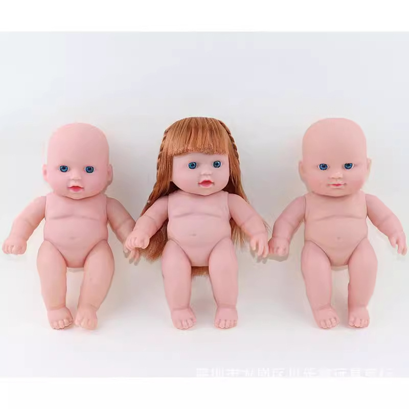 跨境8寸肥童过家家儿童生日玩偶公仔搪胶娃祼娃仿真婴儿娃娃玩具
