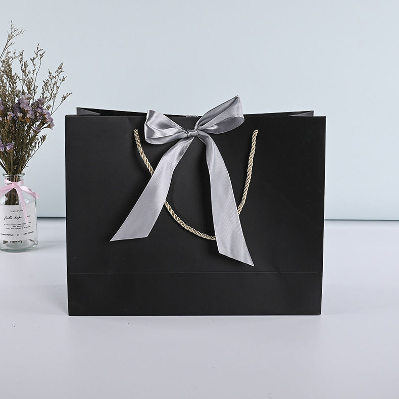 现货方形丝带款手提纸袋定制礼品礼物服装店衣服女装包装袋印logo