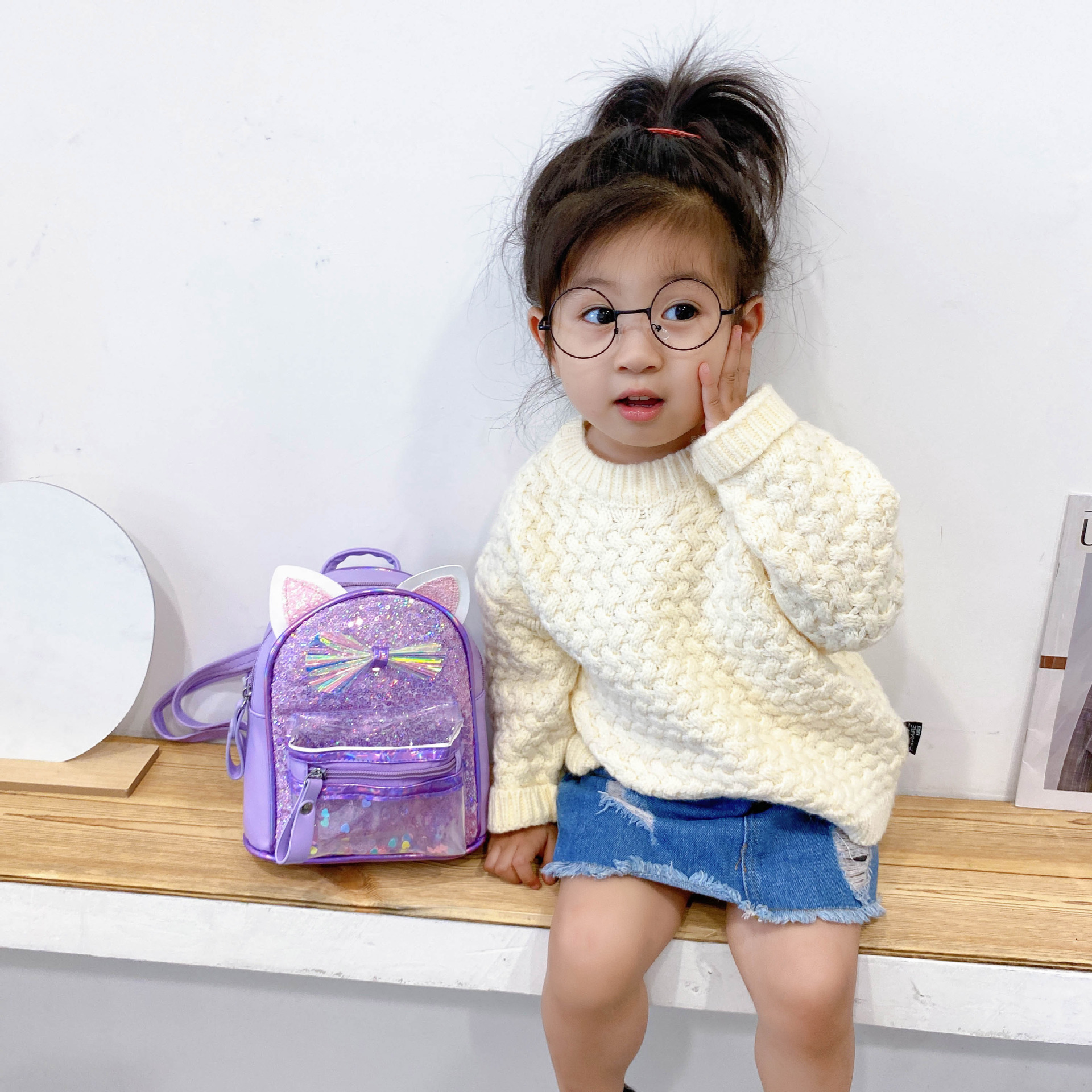 Children's School Bag Sequin Backpack Colorful Shiny Girl Baby Cute Cartoon Stylish Princess Bag Small Bookbag