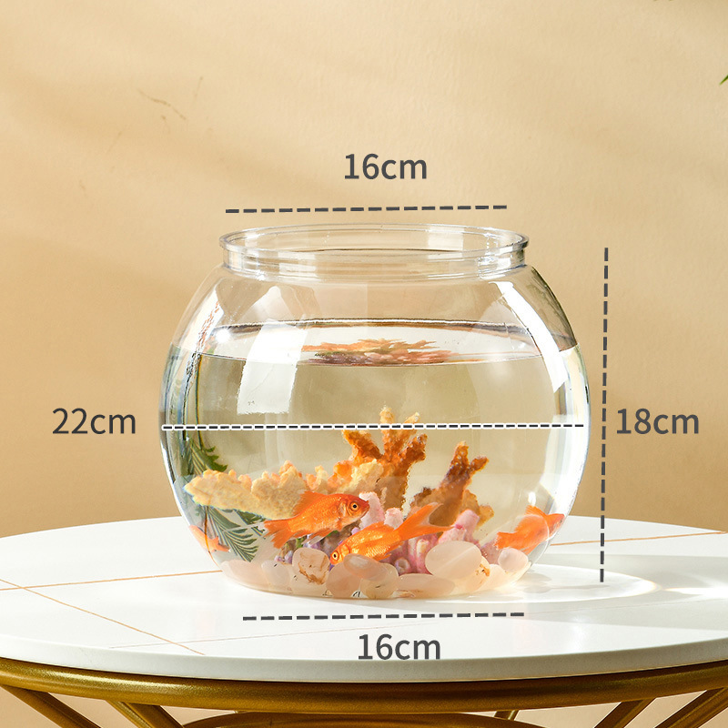 Plastic Pet Thickened Living Room Fish Tank High Transparent Small Desktop Fish Tank Household Hydroponic Plant Spherical Fish Globe