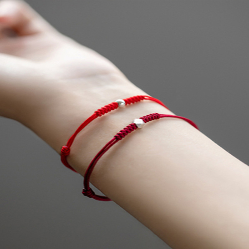 本命年红绳s925银珠手链男女款简约时尚小众手绳平平安安-阿里巴巴