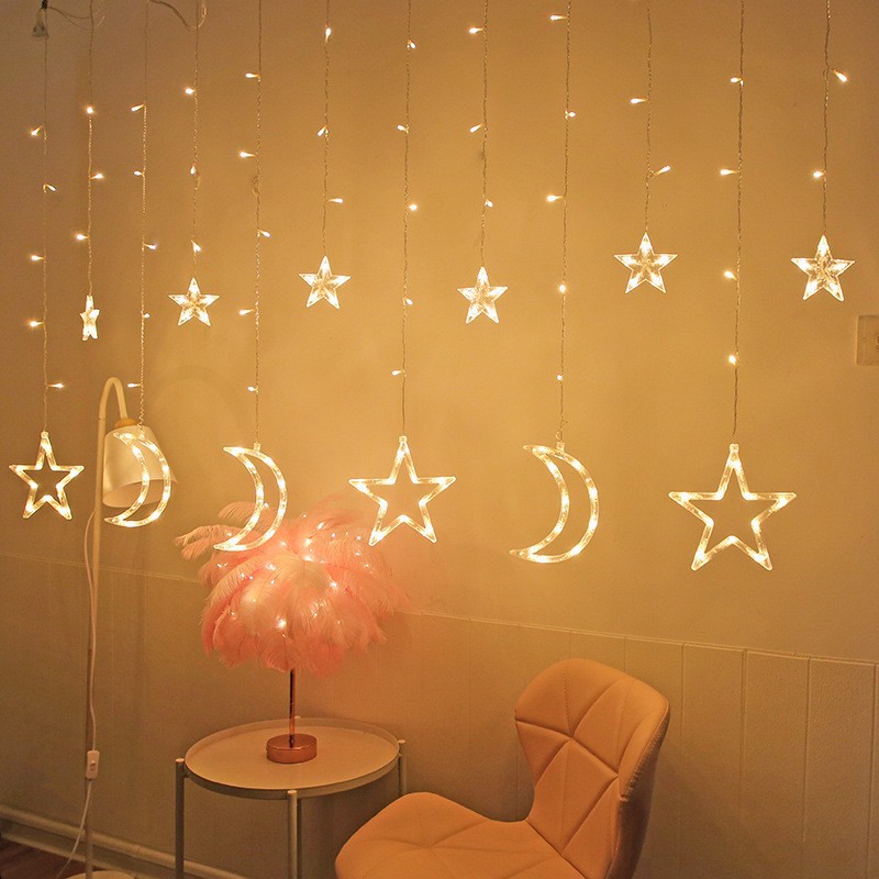 Amazon Led Star Moon Curtain Light Birthday Party Layout Christmas Festival Waterproof Decorative Curtain Light