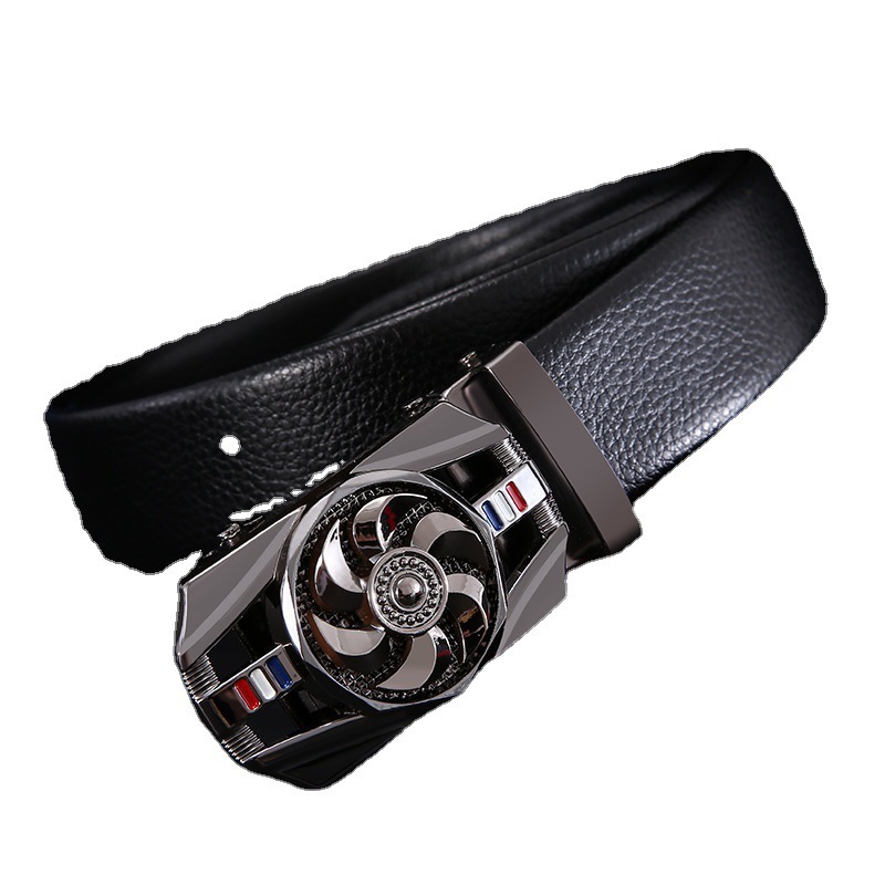 [online best-selling product] men‘s automatic buckle belt internet celebrity hot selling four-leaf clover sports car belt