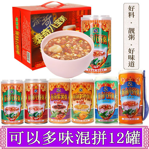 泰奇八宝粥原味优惠装370g*12罐 大罐装红豆香沙紫薯粥速食粥整箱