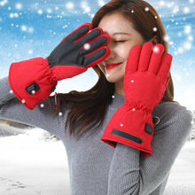 充电发热手套电加热手套女款红色加热手套电热手套
