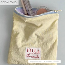 韩国小众设计Onemorebag冰淇淋色化妆包小物件收纳袋字母手拿小包