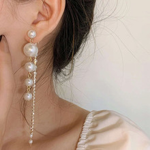 s925银针珍珠长款流苏耳环女气质时尚设计感耳钉韩国网红小众耳饰