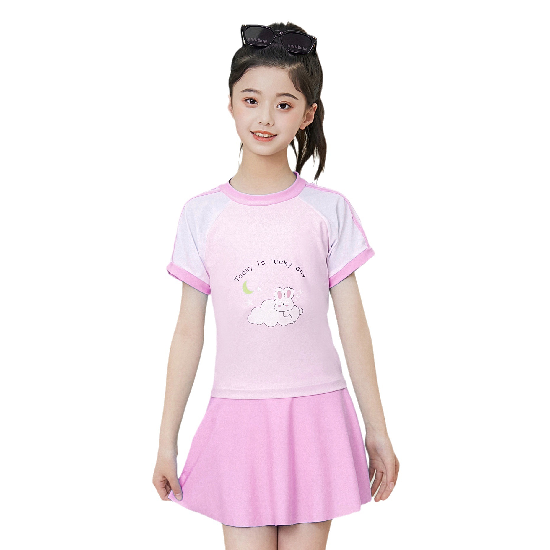 女童2023新款分体泳衣女少女可爱卡通宝宝泳装小学生温泉夏季泳衣