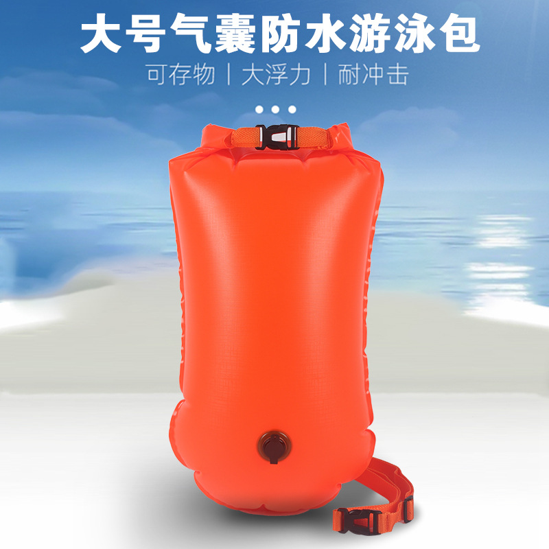 factory in stock outdoor wading double airbag storage swim bag amazon pvc swimming heel fart floating bag airbag