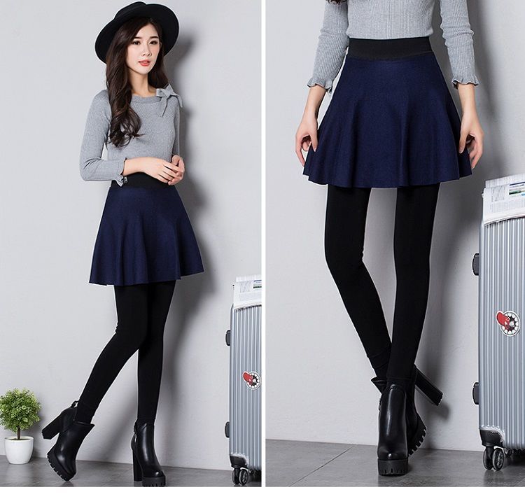 带裙子的打底裤假两件潮流热卖加绒加厚裙裤秋冬季款裤裙女高腰