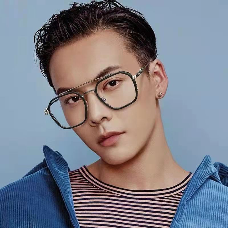 简约大气双鼻梁全框架眼镜男女士多边形防蓝光眼镜可配度数近视镜