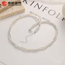 925纯银碎银子珍珠项链女个性设计感珍珠锁骨链小众气质ins银饰品