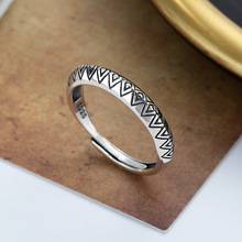 潮晟S925纯银民族风几何型戒指简约小巧精致小众设计感食指环女