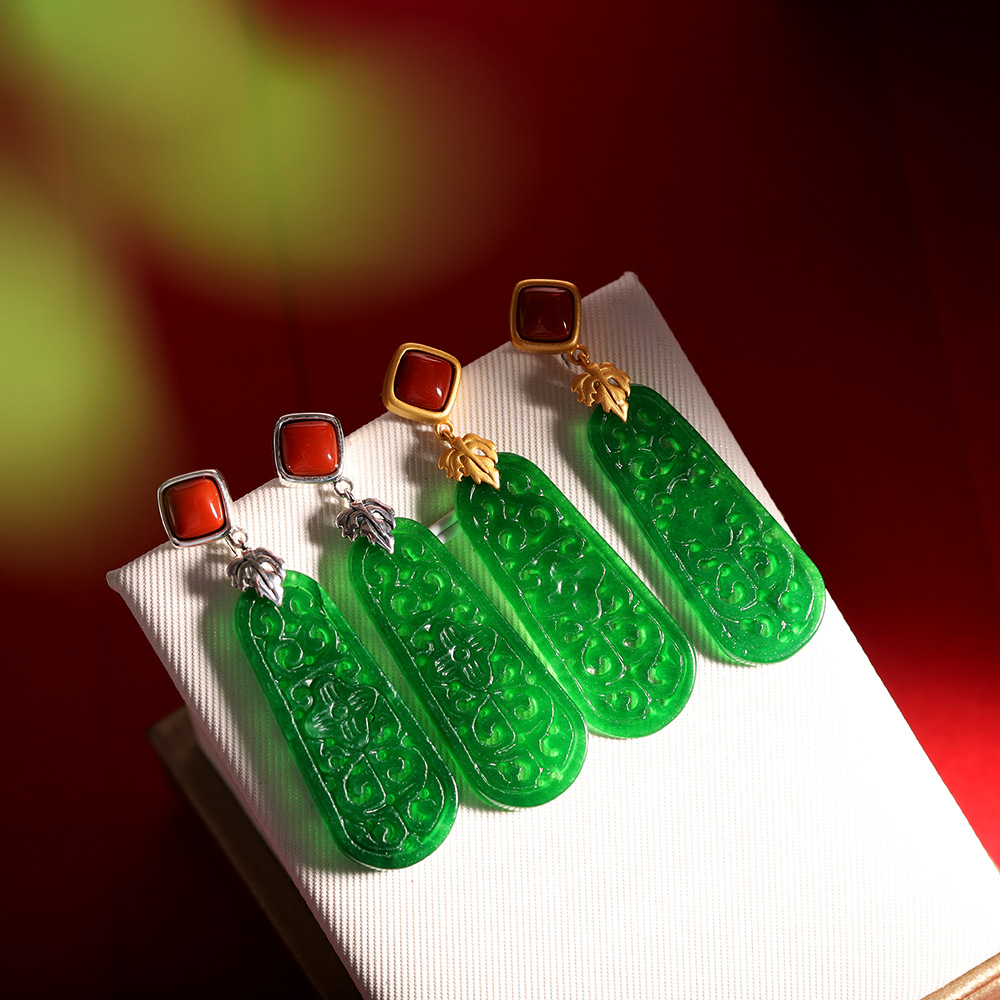 人品银品 国风设计s925银饰品女式铁龙生耳钉耳坠 服装百搭跨境