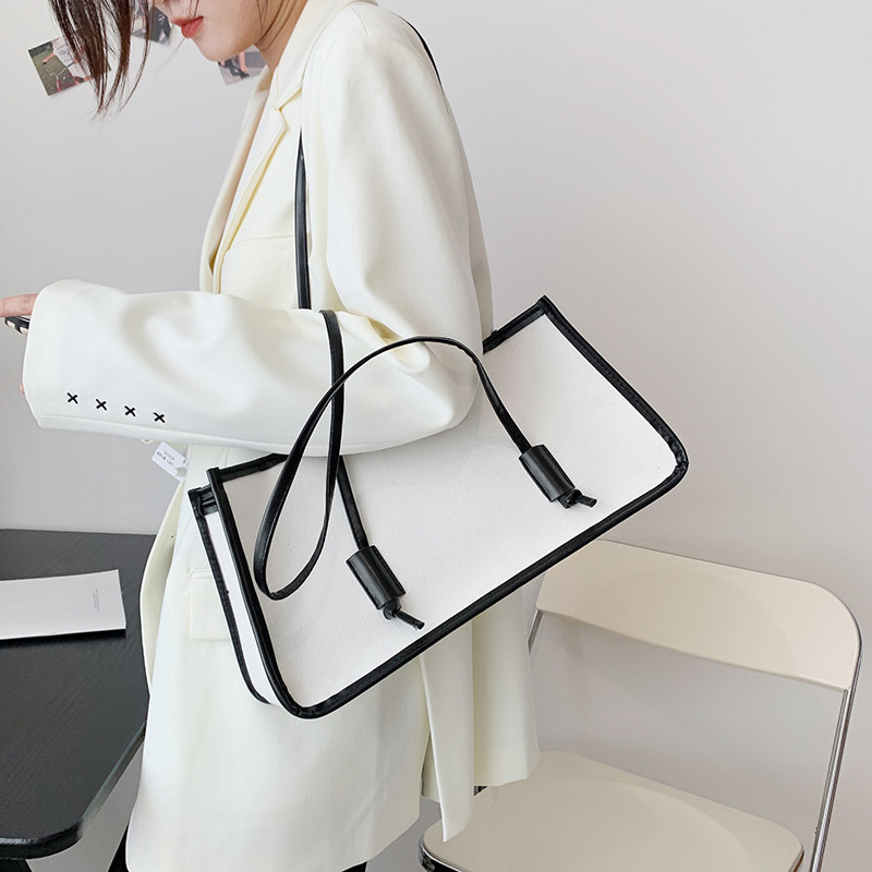 2021 Autumn New Korean Style Simple Shopping Bag Solid Color Portable Shoulder Bag Tote Bag Large Capacity Women's Bag Bags