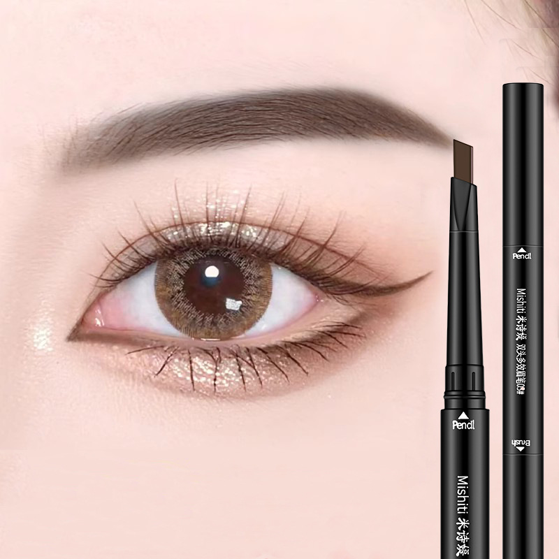 Boxed Mi Shi Yi Double-Headed Automatically Rotate Eyebrow Pencil Water Wash Non-Fading Long Lasting Smear-Proof Makeup Beginner Eyebrow Pencil