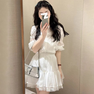 法式小众2024夏季新款蕾丝半身短裙气质减龄半身裙两件套女