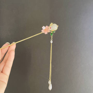 新款古风兔子发簪步摇流苏儿童珍珠簪子高级感旗袍盘发发钗-阿里巴巴