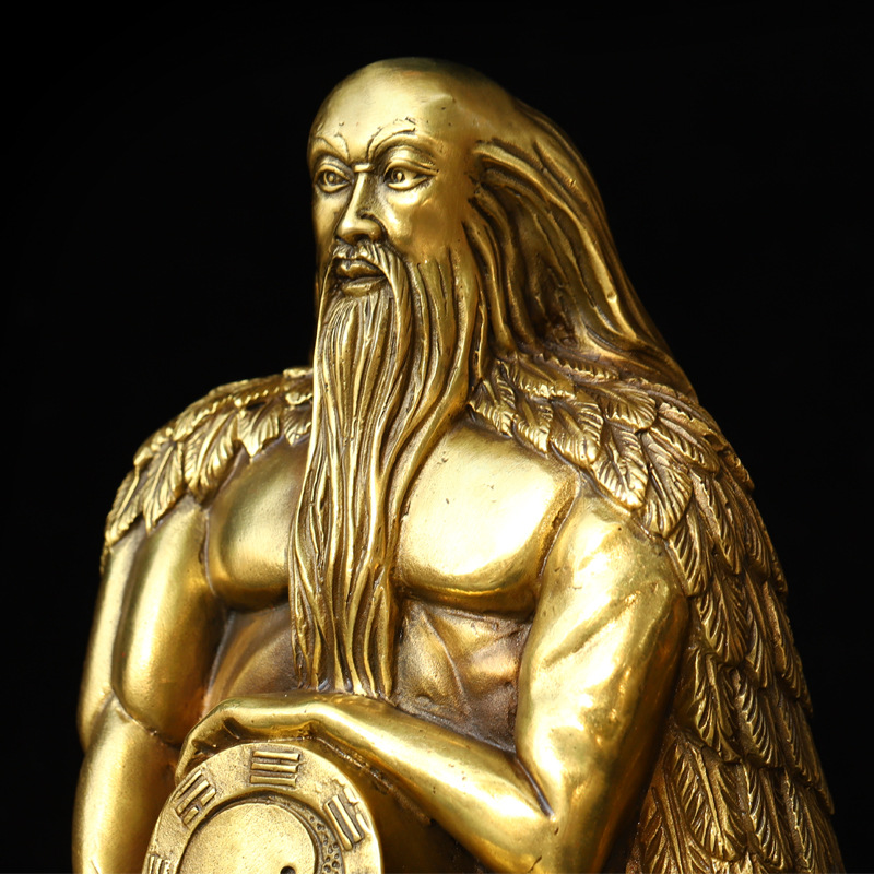 纯铜人王伏羲坐像摆件道教佛像人文始祖铜像吉祥八卦祖师佛堂供奉