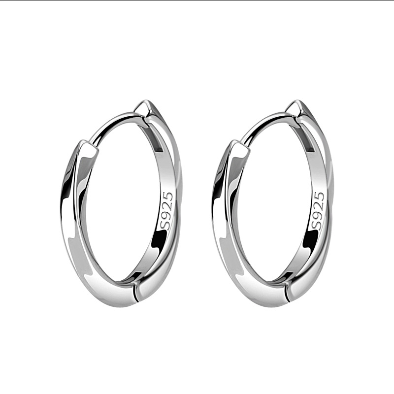 Mobius Sterling Silver Needle Plain Earring Ring/Stud Earring Men's Premium Earrings Ear-Caring Earrings Special-Interest Design Ear Clip