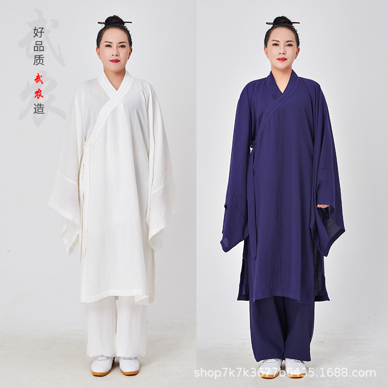 武农居士服广袖夏季棉麻长款汉服道装明制大袖得罗道袍道士服装