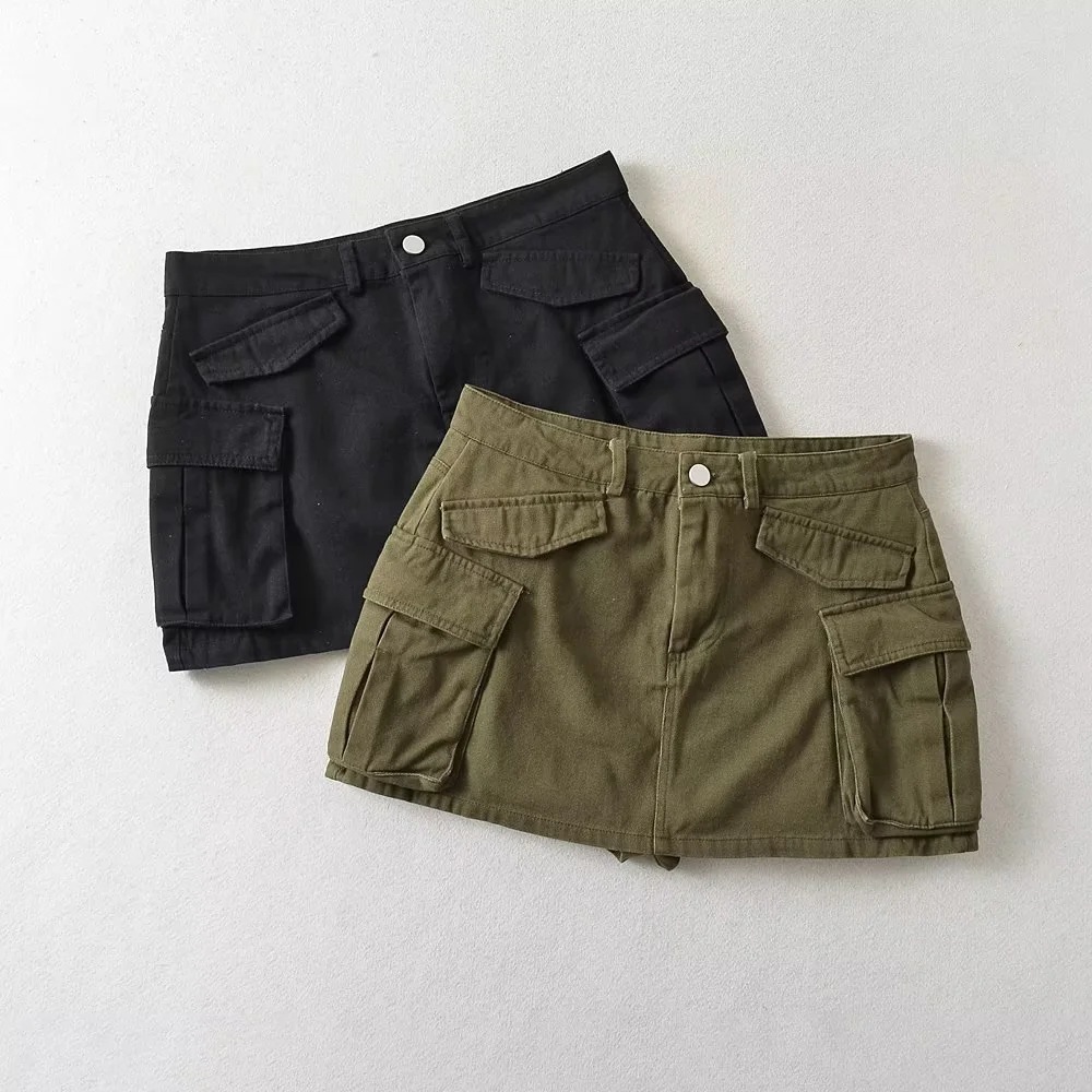 a733-23春夏新款 韩版水洗立袋防走光工装裤裙低腰性感包臀半身裙